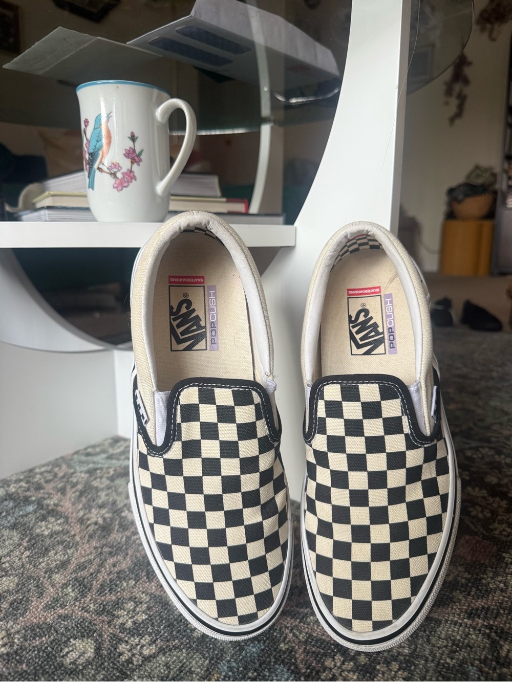 Vans Kids Checkerboard Slip-On Sneakers - Black & White